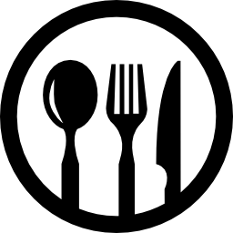 símbolo de restaurante de talheres em um círculo Ícone