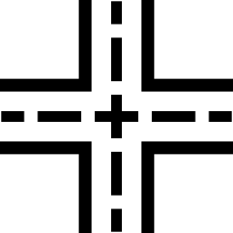 overstekende wegen kruisen bovenaanzicht icoon
