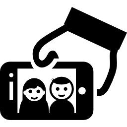Selfie of a couple on phone screen icon