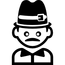 mężczyzna z kapeluszem i małym wąsem ikona