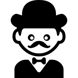 dżentelmen z eleganckim kapeluszem z kokardą i wąsami ikona