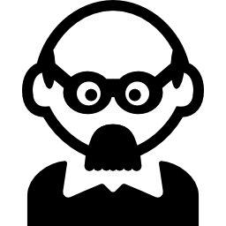 mann mit glatze, kleinen runden brillen und einem schnurrbart icon
