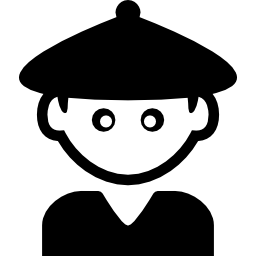 niño con sombrero chino icono