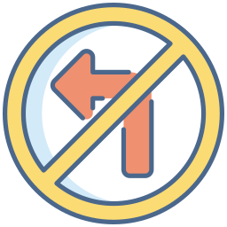 No turn left icon