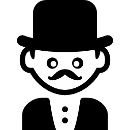 man van elegante stijl met snor en hoge hoed icoon
