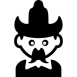 Сельский мужчина в шляпе и больших усах иконка