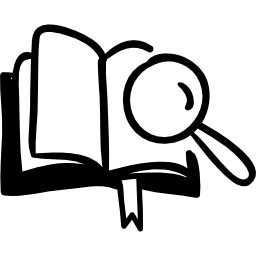 libro abierto con lupa icono