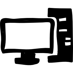 Computer and monitor hand drawn tools icon