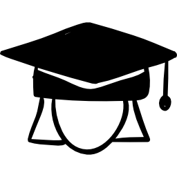 cabeza de estudiante con sombrero de graduación icono