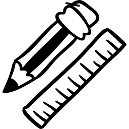 Pencil and ruler hand drawn education tools icon
