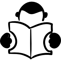 studente che legge una persona disegnata a mano del libro icona