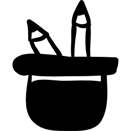 lápis em um recipiente com ferramentas desenhadas à mão Ícone