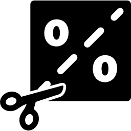 Scissors cutting by broken line of percentage square icon