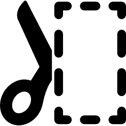 Scissors cutting a rectangular shape of broken line icon