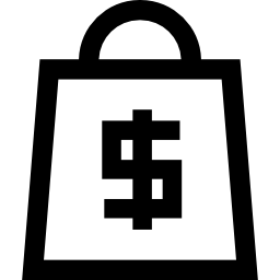bolsa de compras con signo de dólar icono