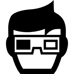 niño con gafas 3d en el cine icono
