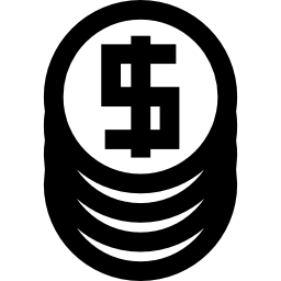pila de monedas de dólares icono