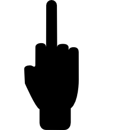 Middle finger up of filled hand shape icon
