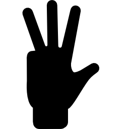 vier verlengde vingers van handsilhouet icoon