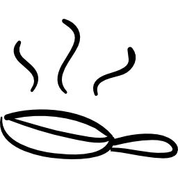 strumento disegnato a mano cucchiaio con cibo caldo icona
