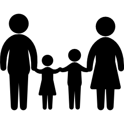 gruppo familiare di due bambini padre e madre icona