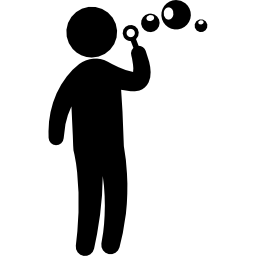 Person playing making soap bubbles icon