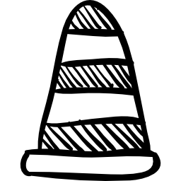 Cone hand drawn construction tool with stripes icon