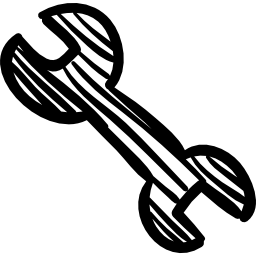 Wrench hand drawn double tool icon