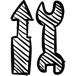 ferramentas de construção desenhadas à mão com chave de fenda e chave dupla Ícone