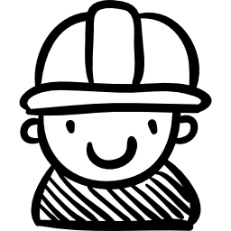 hand gezeichnete person des konstrukteursarbeiters icon