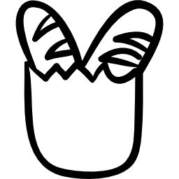 Багеты в контуре хозяйственной сумки иконка