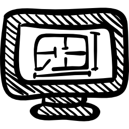 Construction image on monitor screen icon