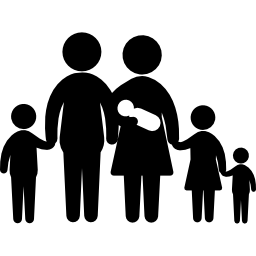 Family of six including a baby icon