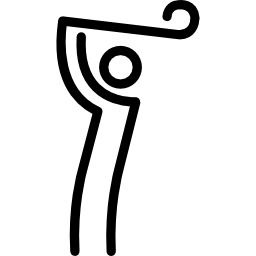 Golf player with lifted stick over head icon