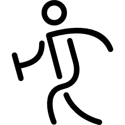 homem de pau esportivo andando com um objeto Ícone