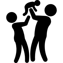 Couple with baby silhouettes of a family group icon