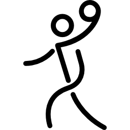 hombre de palo lanzando una pelota icono