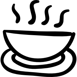 tazón de sopa de comida caliente dibujado a mano icono