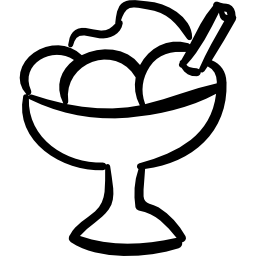 tazza da dessert disegnata a mano gelato icona
