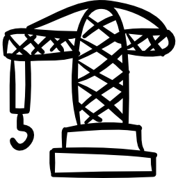 Construction crane tower hand drawn tool icon