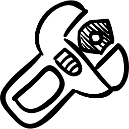 handgezeichnetes werkzeug mit verstellbarem schraubenschlüssel icon