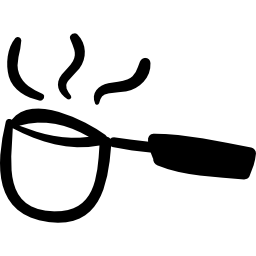 strumento disegnato a mano cucchiaio da minestra con cibo caldo icona