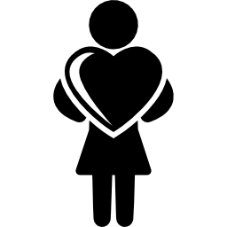 Woman holding a heart icon