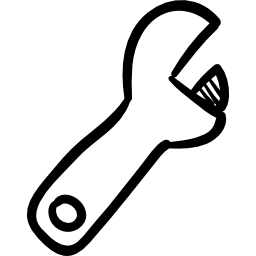 handgezeichnetes konstruktionswerkzeug mit verstellbarem schraubenschlüssel icon