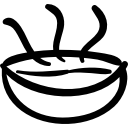 hand gezeichnetes essen der heißen suppenschüssel icon