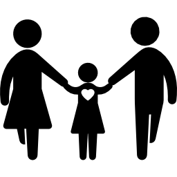 Walking family group of father mother and daughter icon