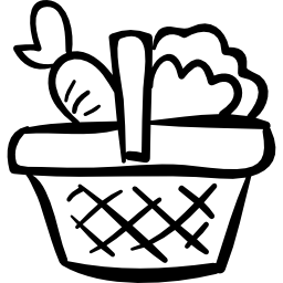 Vegetables hand drawn basket icon
