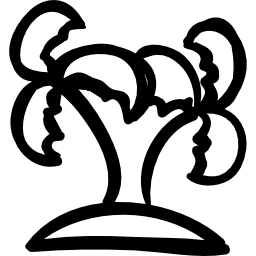 hand gezeichnete insel der palmen icon