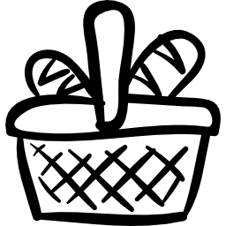 Picnic hand drawn basket icon