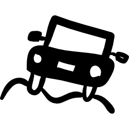 Jeep on mountain hand drawn transport icon